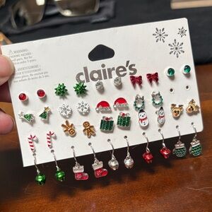 Claire's Christmas Earring Collection in Red, Green, and Gold